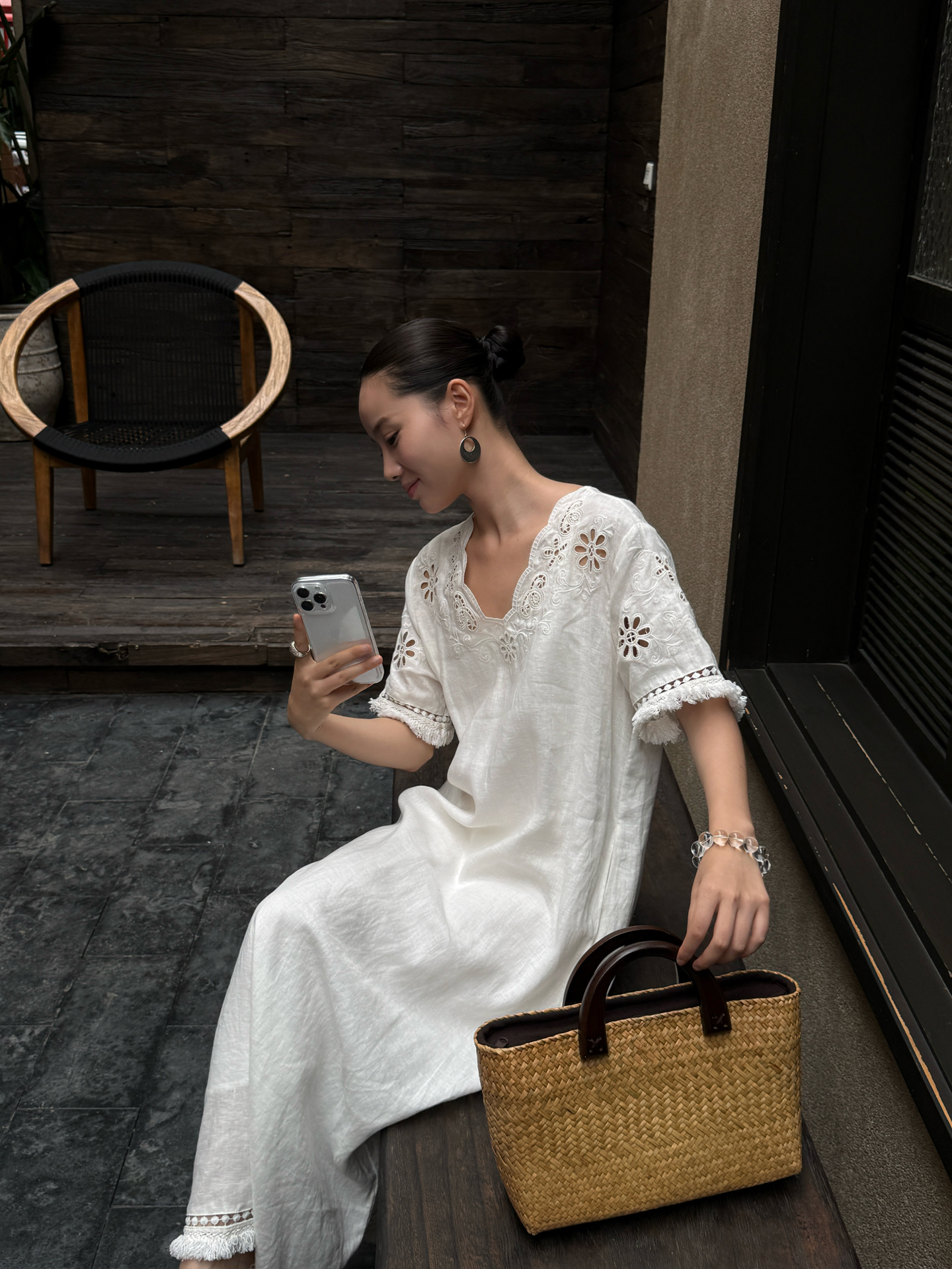 Linen Dress Wrap - Elegant Simple Style Holiday Cotton Dress