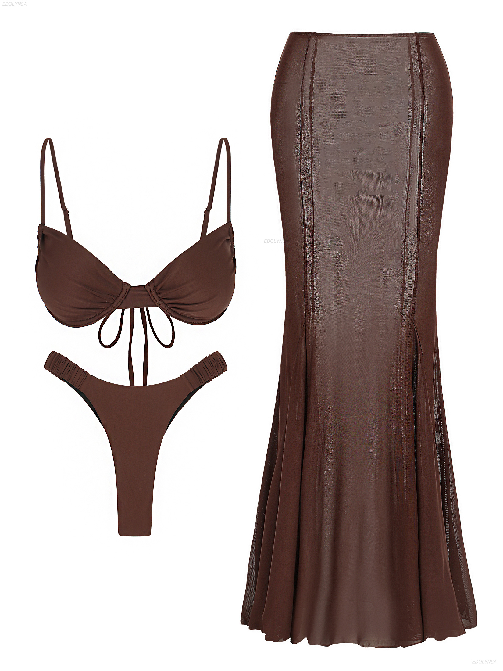 Swimsuit Bikini Ruched - Ruched Bathing Suit with Coverup Skirt