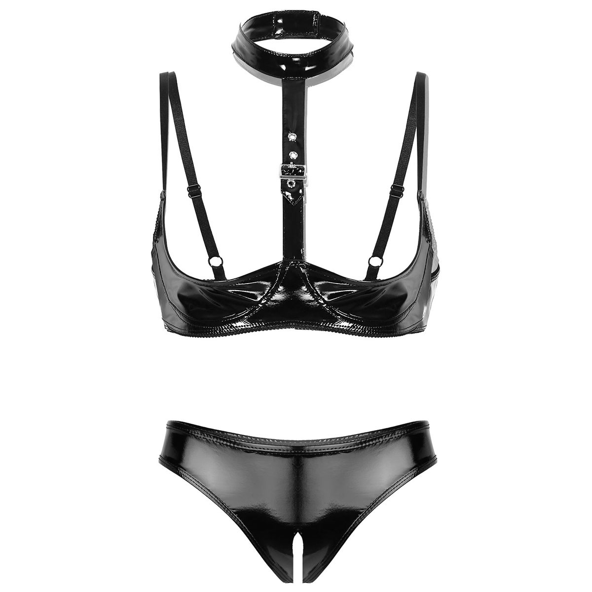 Womens Patent Leather Lingerie – обзор и цена Bralette Triangle Set