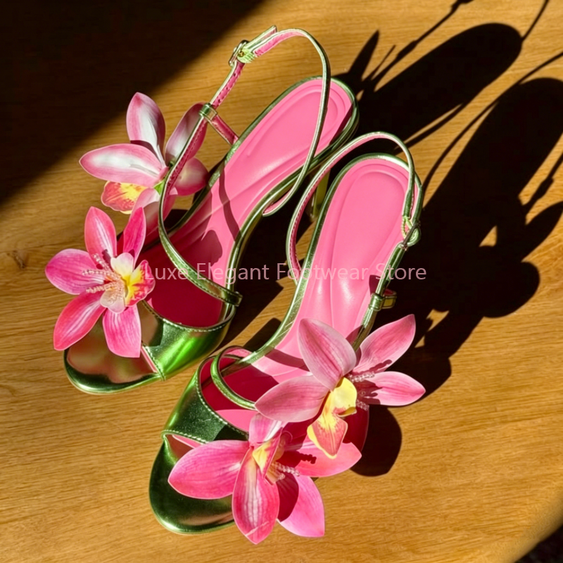 Red Flower Decor Back Strap Ho – обзор и цена Sandal Strappy Heeled
