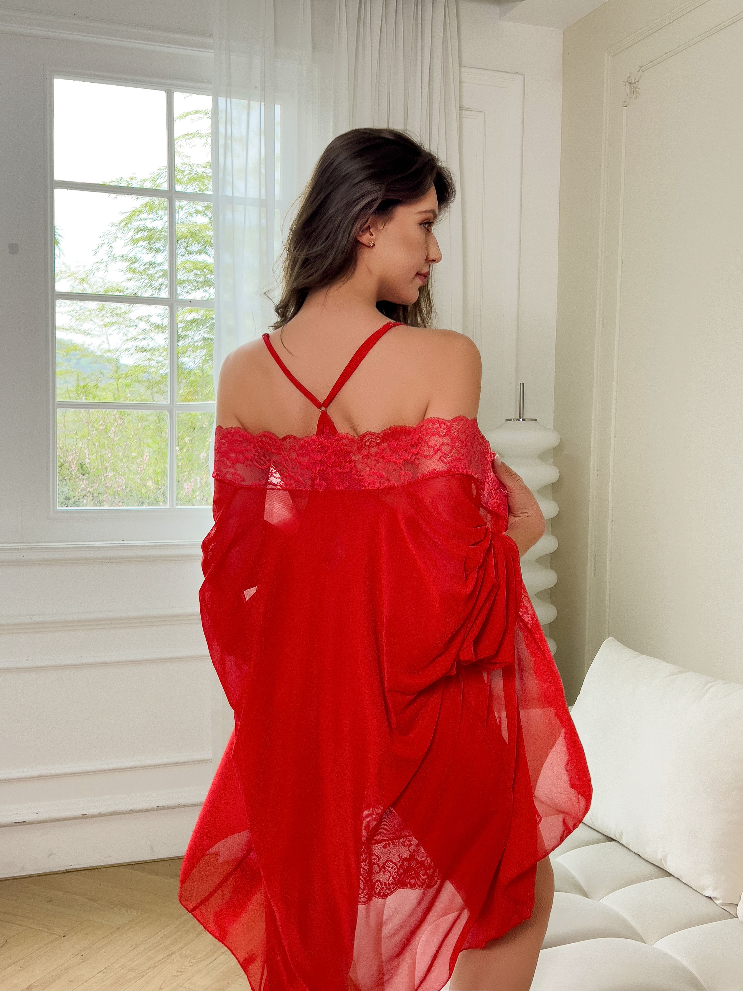 Plus Size Women Sexy Red Sheer – обзор и цена Kimono Sheer Floral