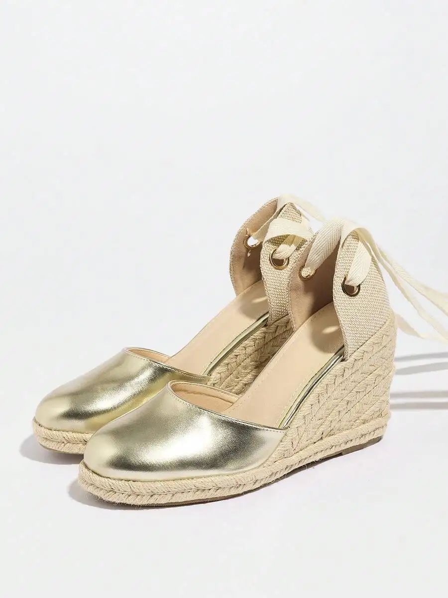 Womens Metallic Espadrille Wed – обзор и цена Wedge Espadrille Women