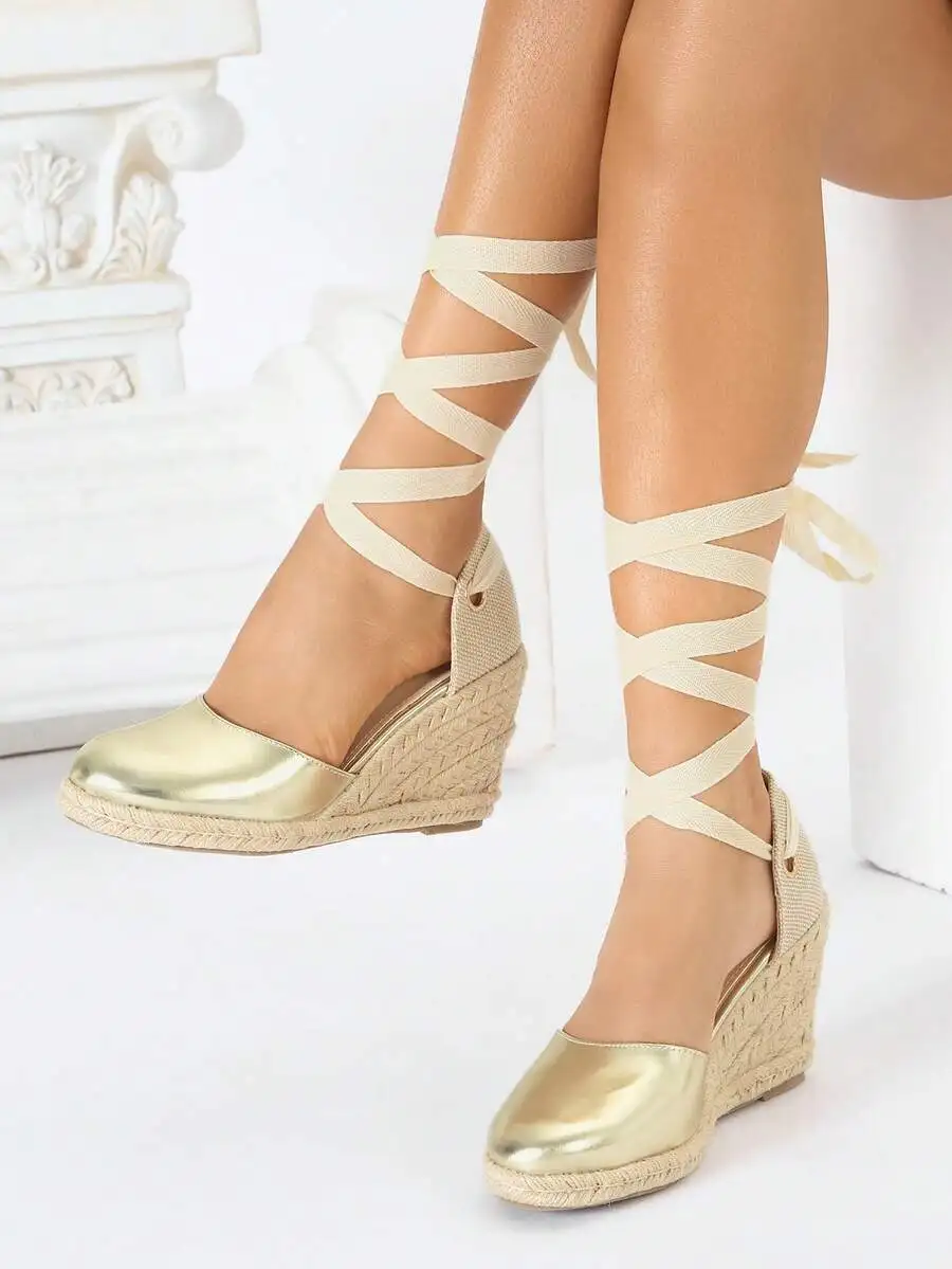 Womens Metallic Espadrille Wed – обзор и цена Wedge Espadrille Women