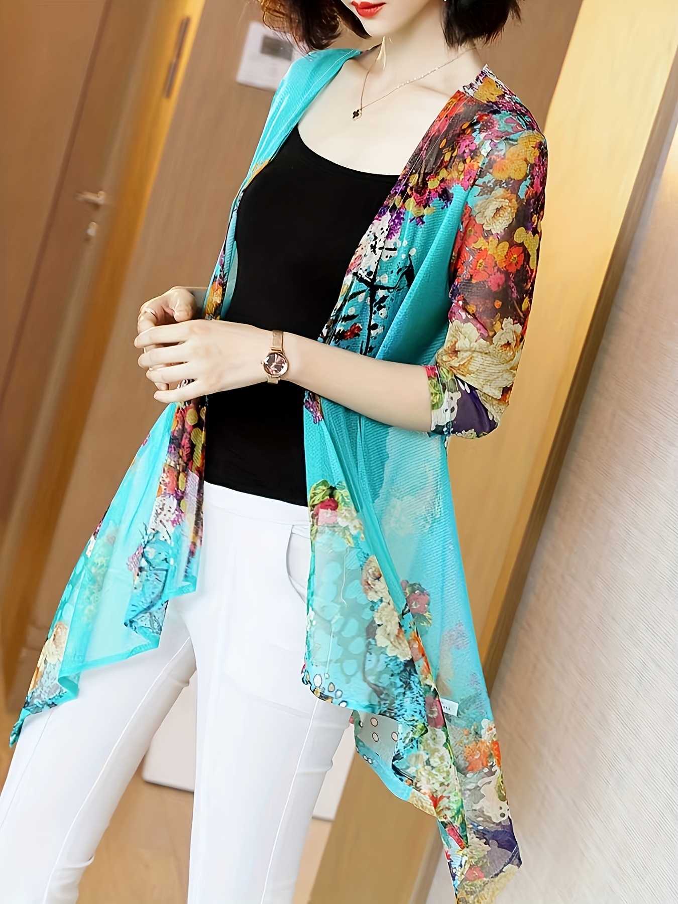 Women's Elegant Sheer Mesh Car – обзор и цена Kimono Sheer Floral