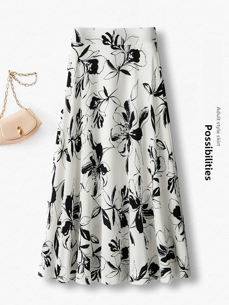 Summer Thin High Waist A-Line  – обзор и цена Midi Skirt Floral
