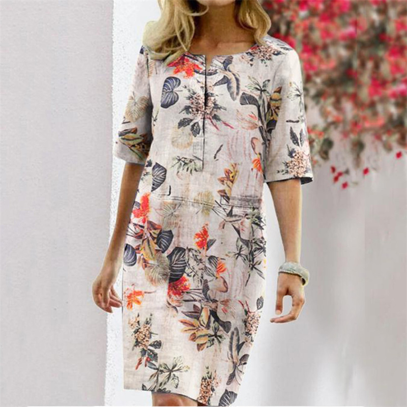 Summer Cotton Linen Printed Wo – обзор и цена Linen Dress Wrap