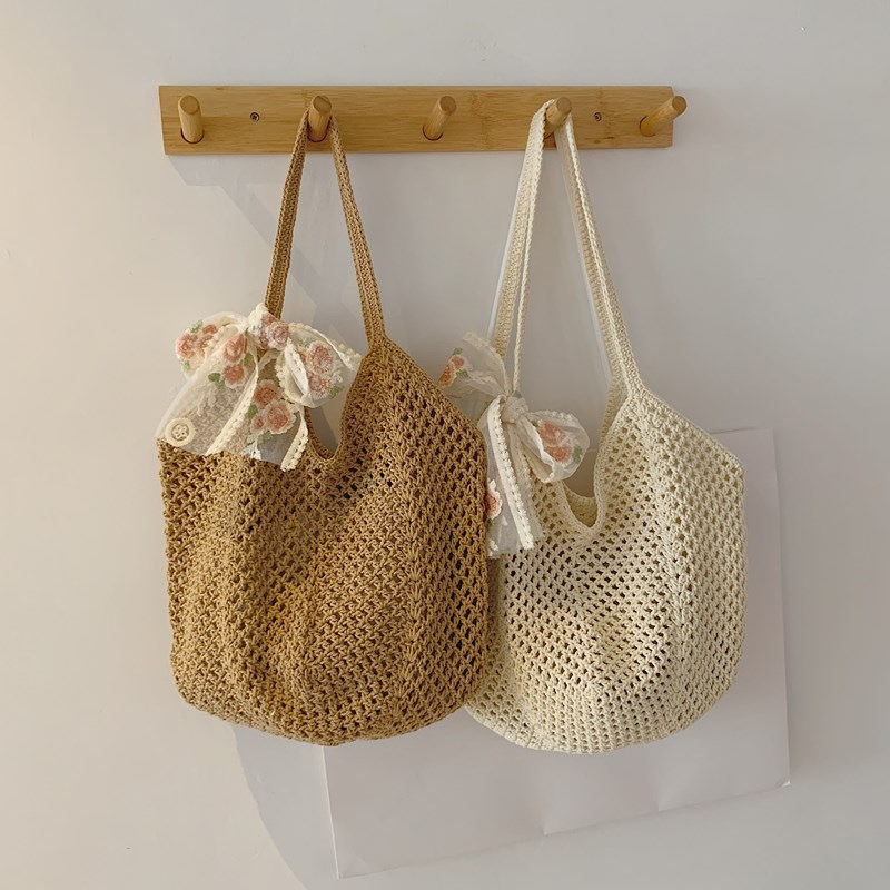 Summer Lace Bow Tote Bags Wome – обзор и цена Crochet Bag Raffia