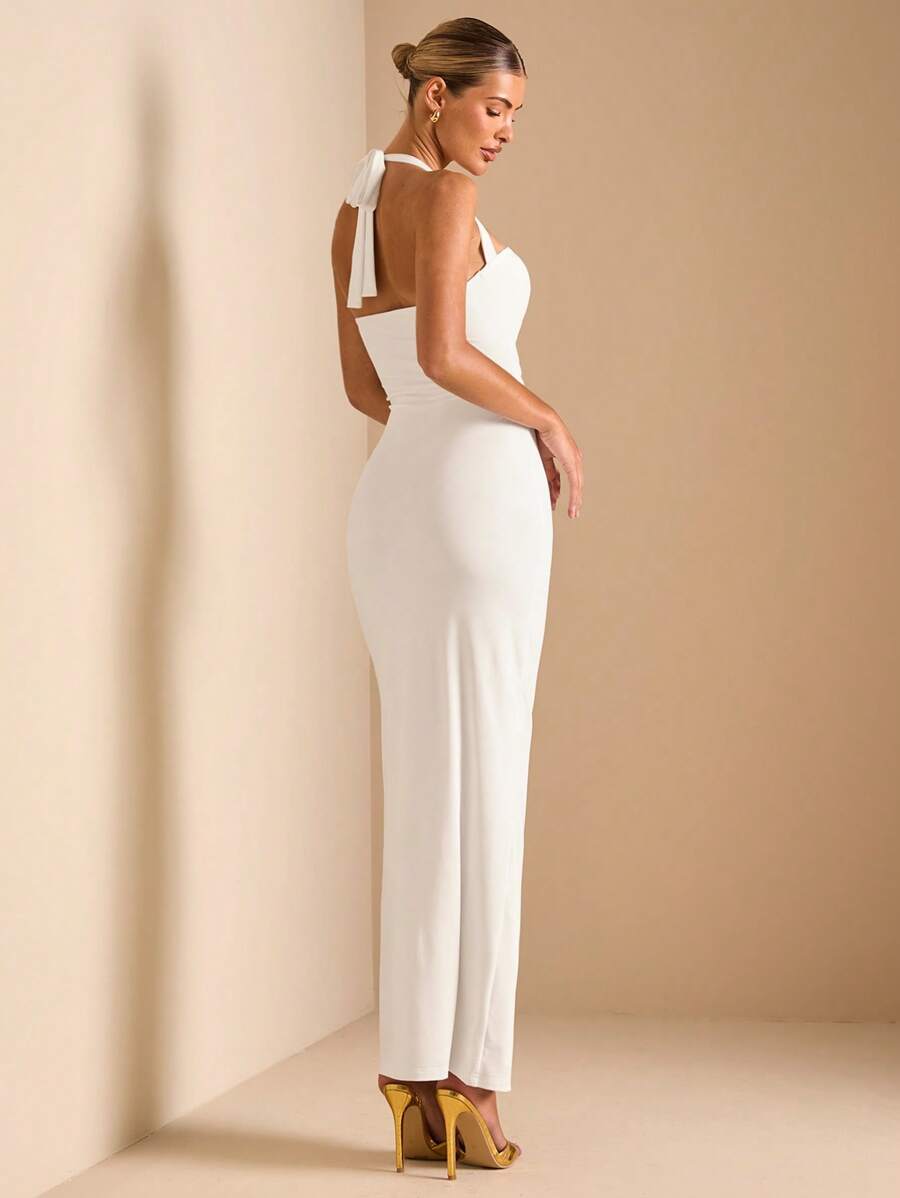 White Cut Out Halter Neck Fitt – обзор и цена Maxi Dress Halter