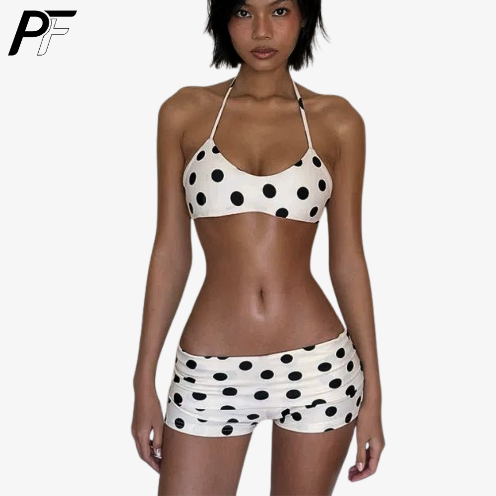 Women's Summer Polka Dot Halte – обзор и цена Swimsuit Bikini Ruched