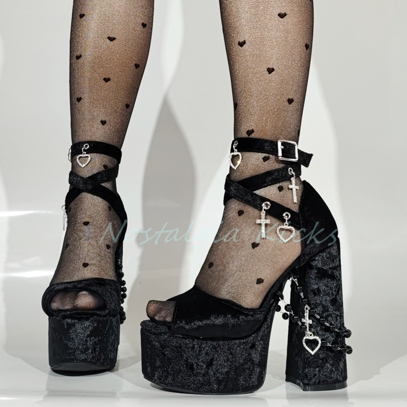 Gothic Black Velvet Platform H – обзор и цена Sandal Strappy Heeled