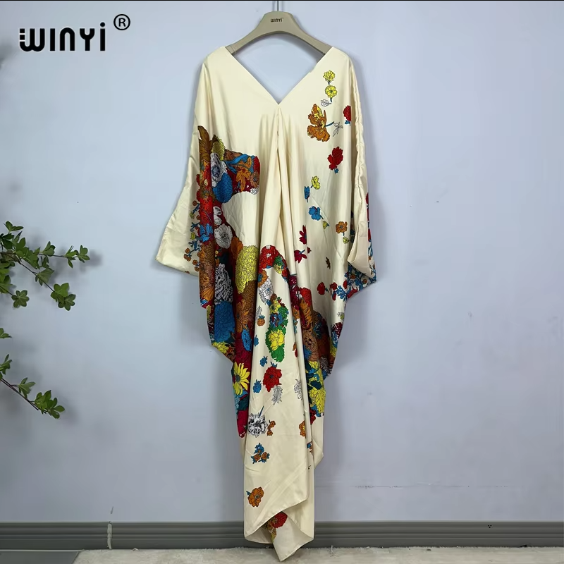 WINYI print summer maxi dress  – обзор и цена Cover Up Kaftan