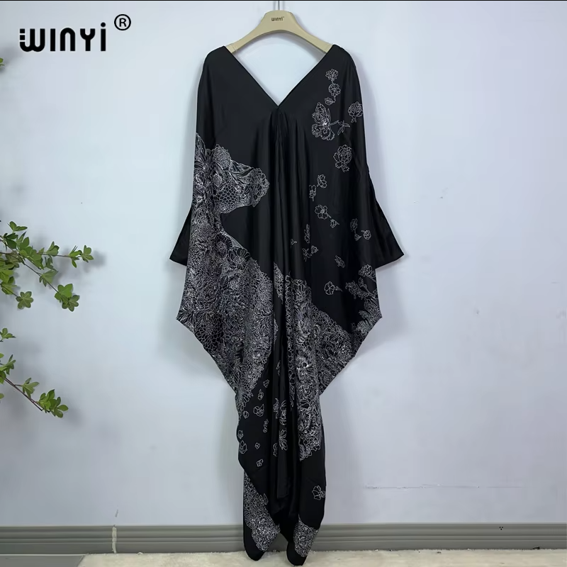WINYI print summer maxi dress  – обзор и цена Cover Up Kaftan