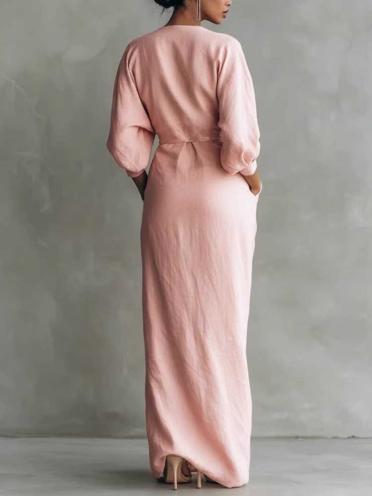 Women Linen Blend Wrap Maxi Dr – обзор и цена Linen Dress Wrap