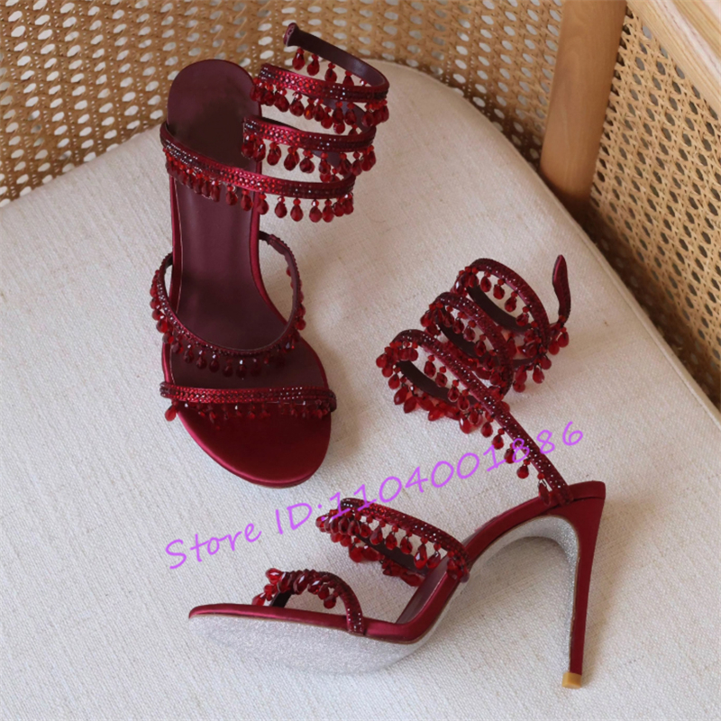 Rhinestone Snake Shape Ankle S – обзор и цена Sandal Strappy Heeled