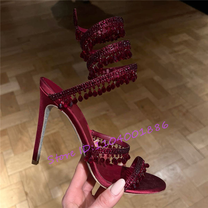 Rhinestone Snake Shape Ankle S – обзор и цена Sandal Strappy Heeled