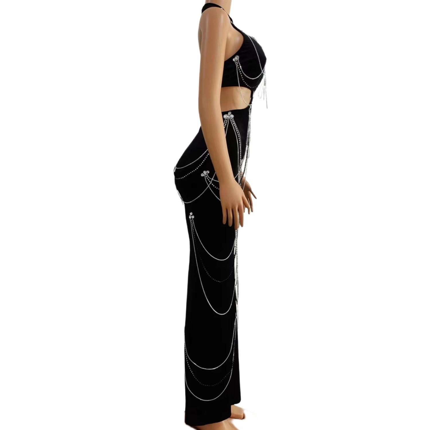 Zuanlianhei Luxury Black Velve – обзор и цена Maxi Dress Halter