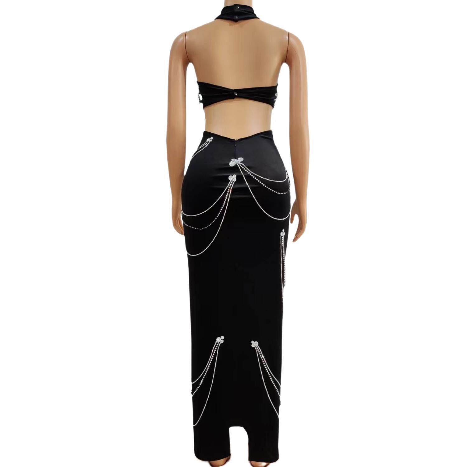 Zuanlianhei Luxury Black Velve – обзор и цена Maxi Dress Halter