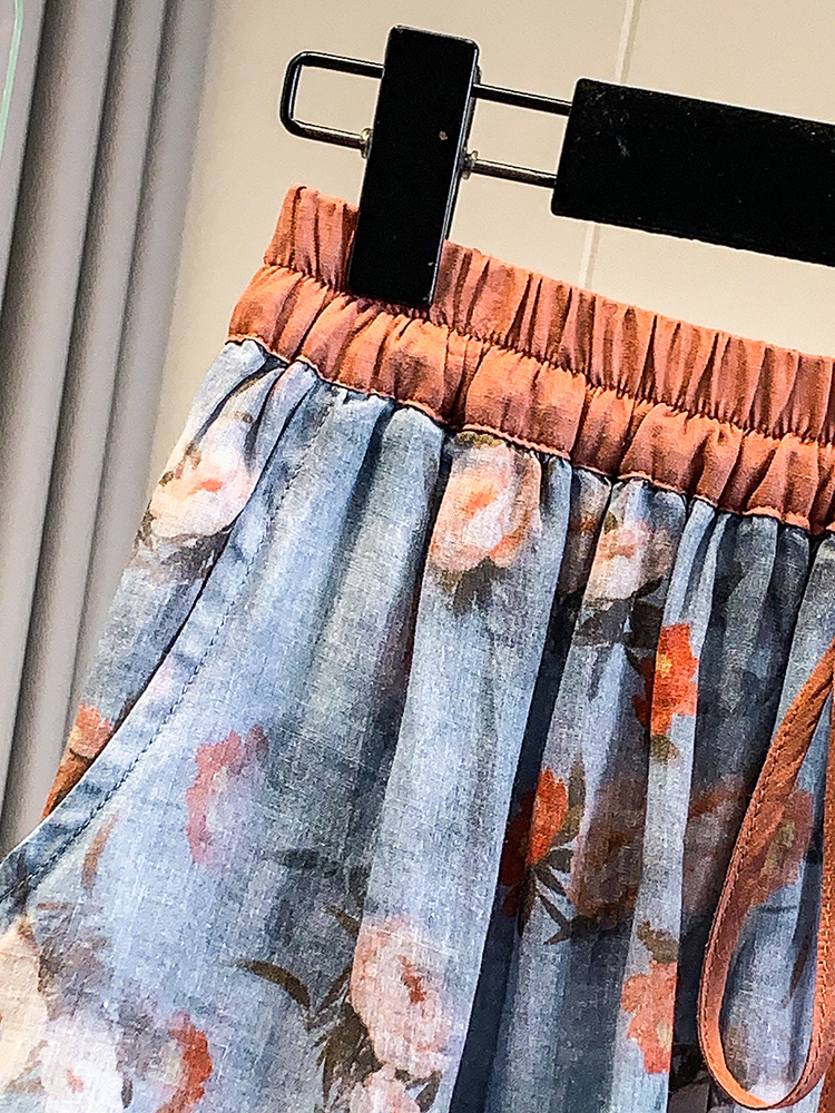 Rustic Floral Print Loose A-Li – обзор и цена Midi Skirt Floral