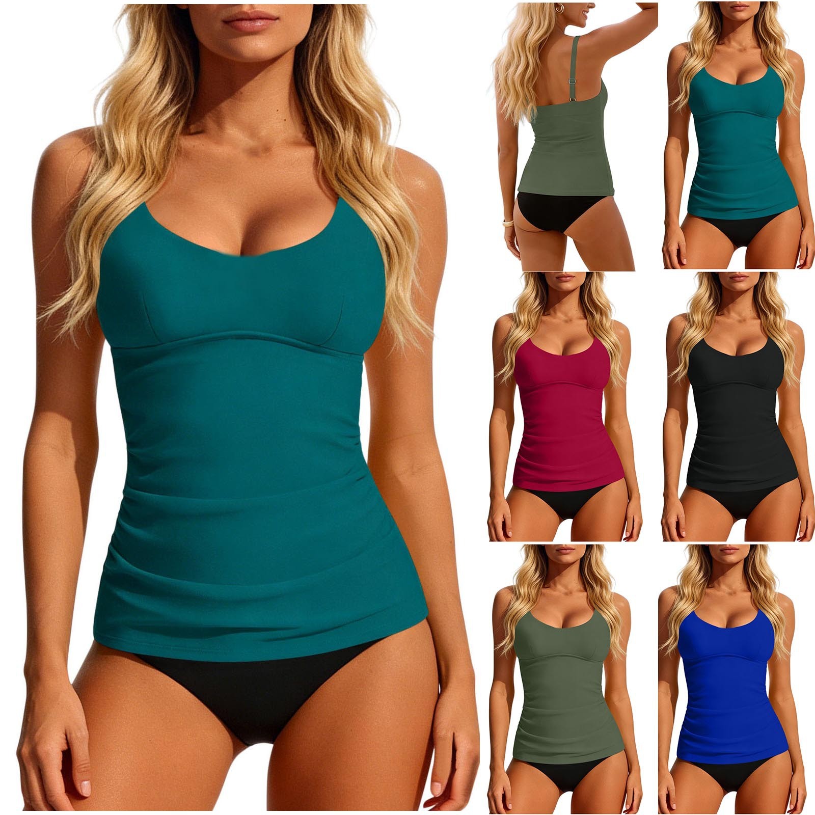 Women's 2026 Tankini Teal Scoo – обзор и цена Swimsuit Bikini Ruched