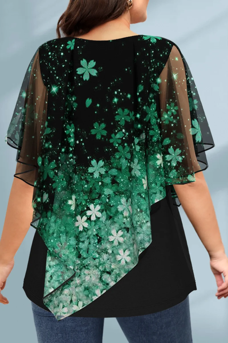 Women's Plus Size Blouse Chiff – обзор и цена Romper Floral Print