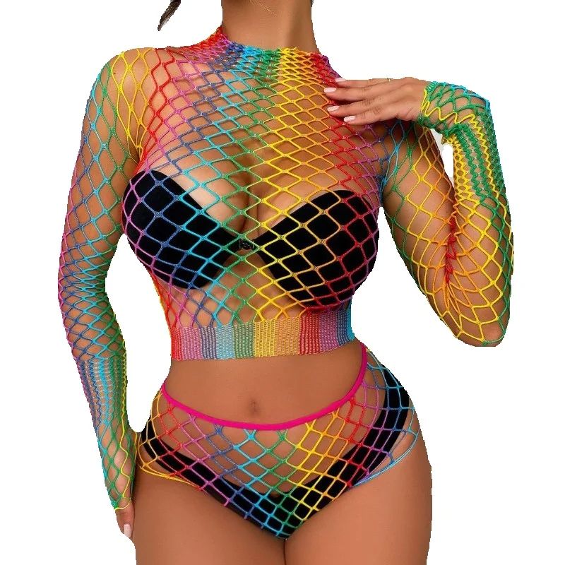 Sexy Rainbow Mesh Lingerie Set – обзор и цена Bralette Triangle Set