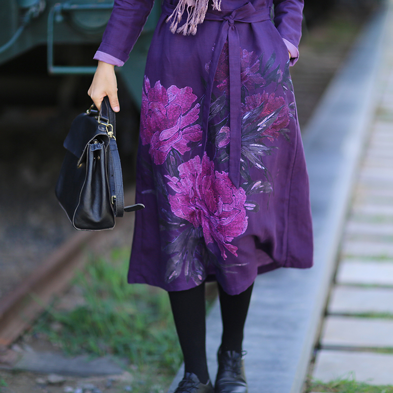 Warm Cotton Linen Peony Print  – обзор и цена Linen Dress Wrap