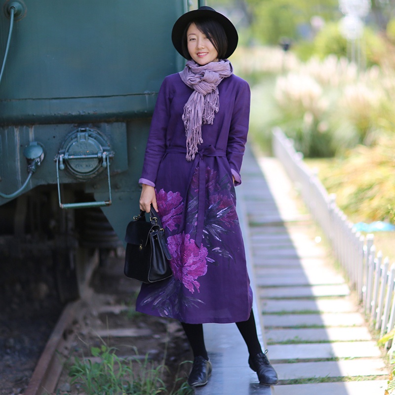 Warm Cotton Linen Peony Print  – обзор и цена Linen Dress Wrap