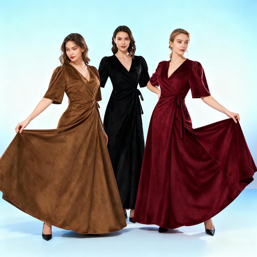Ladies Long V-Neck Wrap Slim P – обзор и цена Linen Dress Wrap