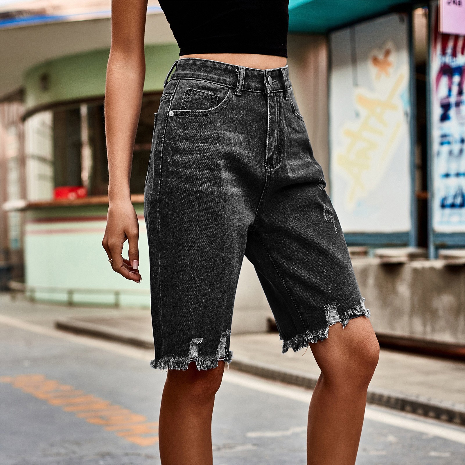 Summer Women's Clothing Distre – обзор и цена Shorts Denim Frayed