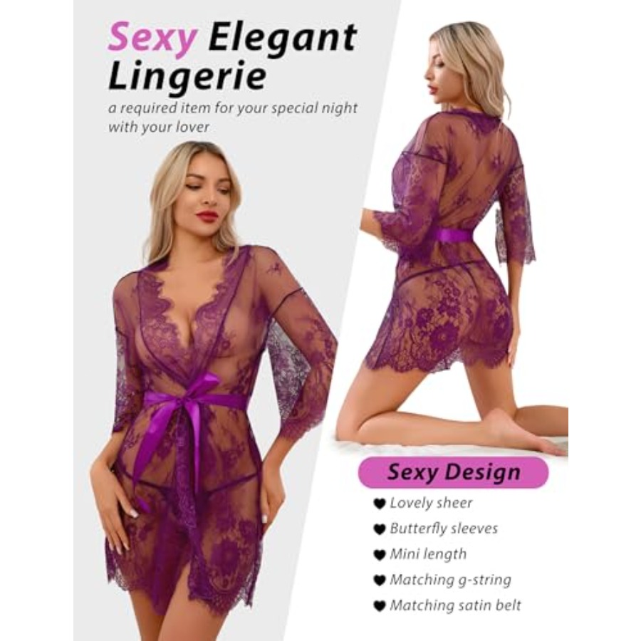 Narcisse Women's Floral Lace K – обзор и цена Kimono Sheer Floral