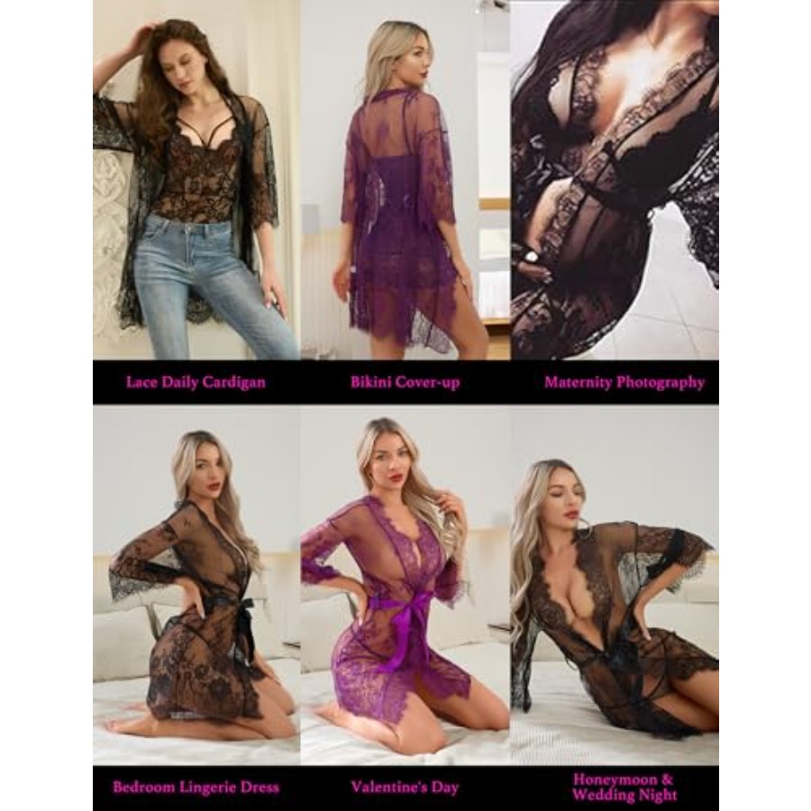 Narcisse Women's Floral Lace K – обзор и цена Kimono Sheer Floral