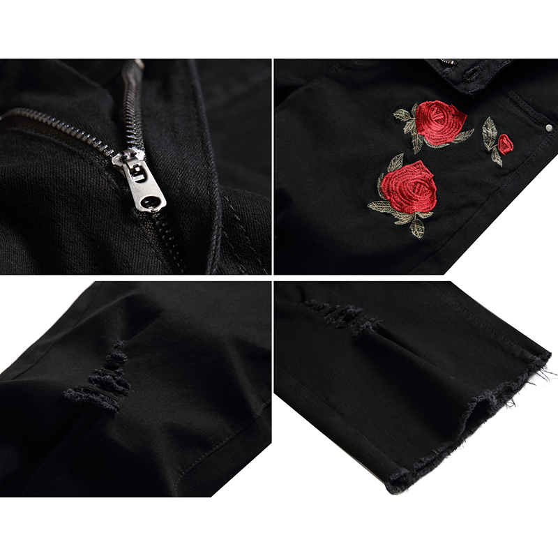 2026 Summer Men's Red Rose Emb – обзор и цена Shorts Denim Frayed